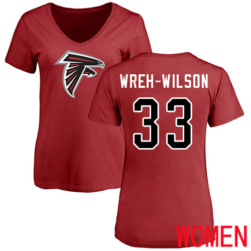 Atlanta Falcons Red Women Blidi Wreh-Wilson Name And Number Logo NFL Football #33 T Shirt